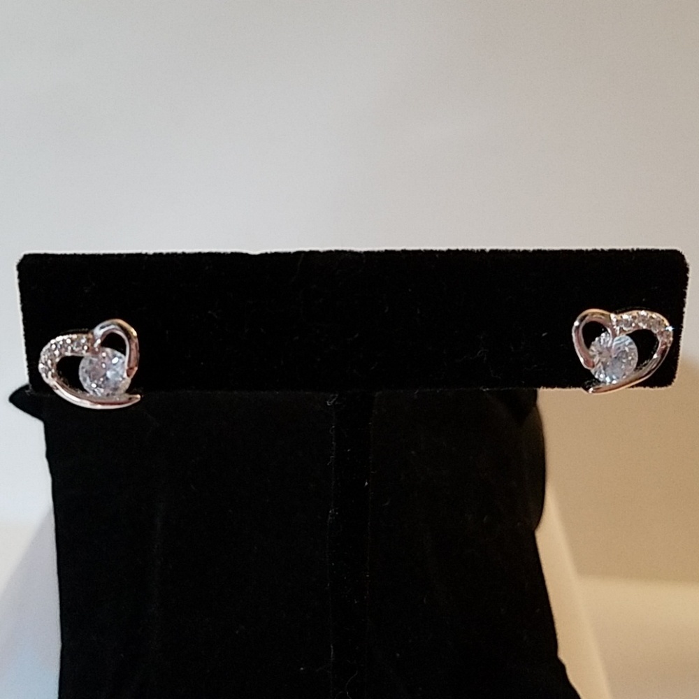 Silver Faux Diamond Earrings Set